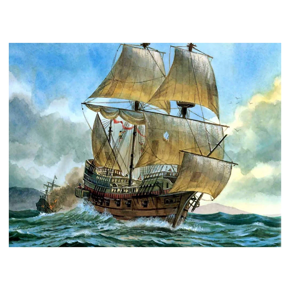 

Полноразмерная/круглая Алмазная 5D Вышивка Dpsprue, «парусная лодка», «сделай сам», вышивка крестиком, домашний декор, подарок