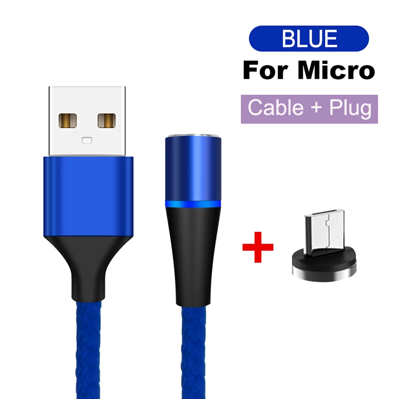 For Micro Blue Магнитный usb-кабель для быстрой зарядки USB type C кабель магнитное зарядное устройство Micro usb кабель для телефона USB шнур поддержка передачи данных - Цвет: For Micro Blue