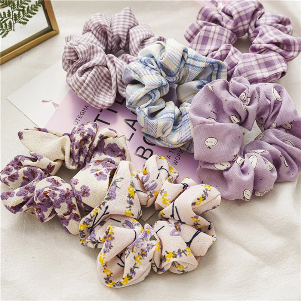

2020 New Summer Floral Hair Scrunchie Turban Scrunchie Flower Hairband For Women Ponytail Holder Hair Ties Girl Accessories