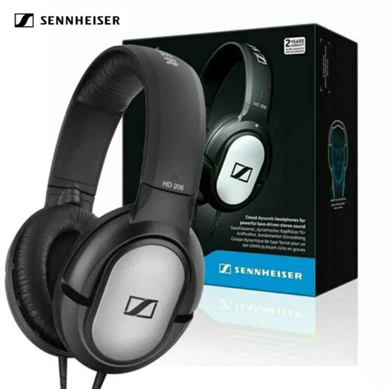 Проводные стереонаушники Sennheiser HD 206 черные высококачественные спортивные -