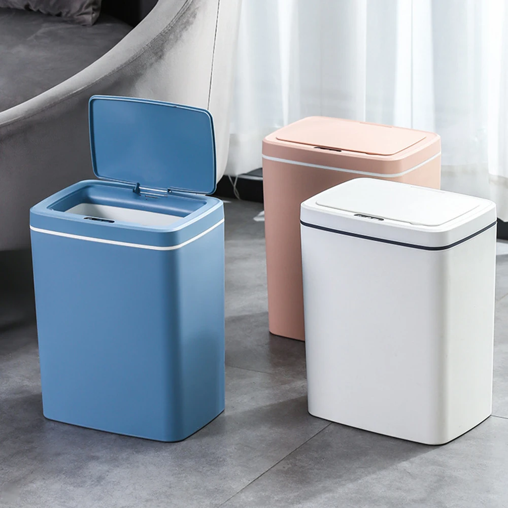 

Smart Induction Trash Can Automatic Dustbin Bucket Electric Rubbish Basket Home Rubbish Waste Bin for Office Kitchen Bathroom