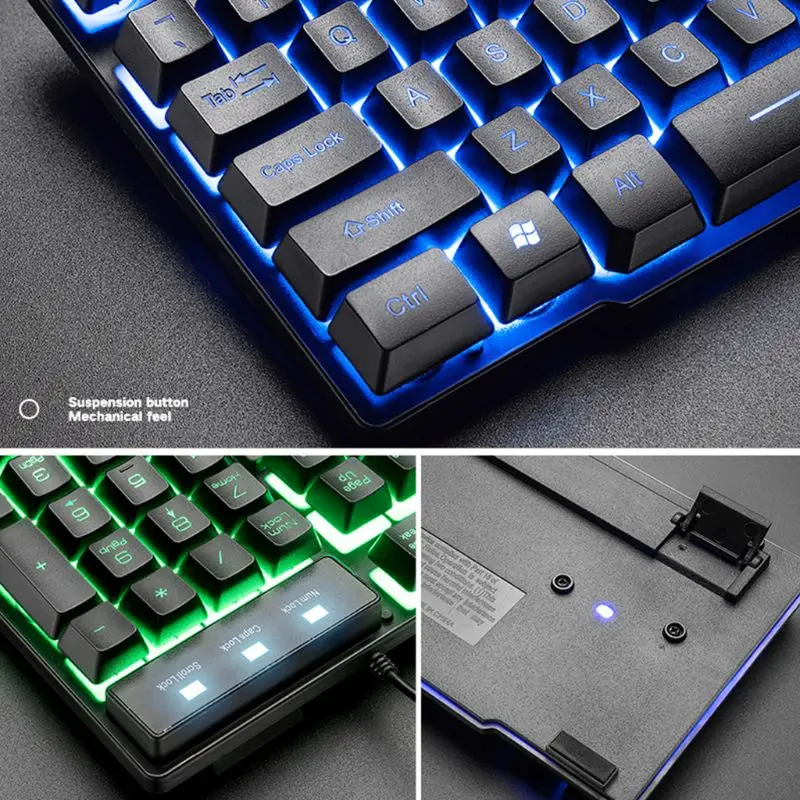 

1Set T11 Mechanical Keyboard Rainbow Backlight Keypad Mouse for PC Laptop Gaming