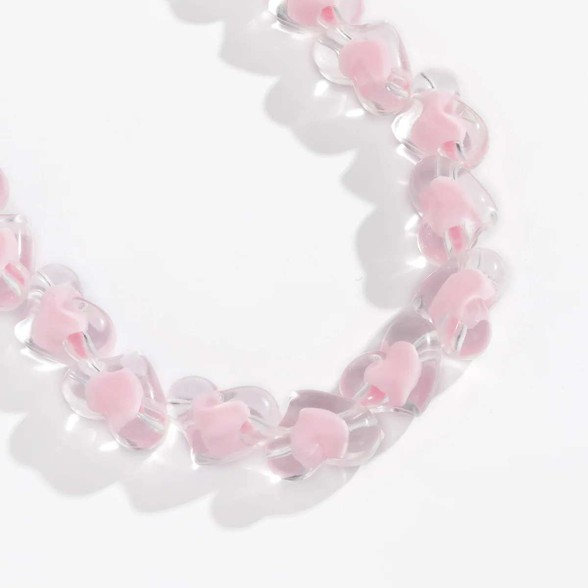 

Korean Transparent Acrylic Bead Necklace for Women Pink Heart Clavicalis Necklaces Female Wedding Jewelry Accessories