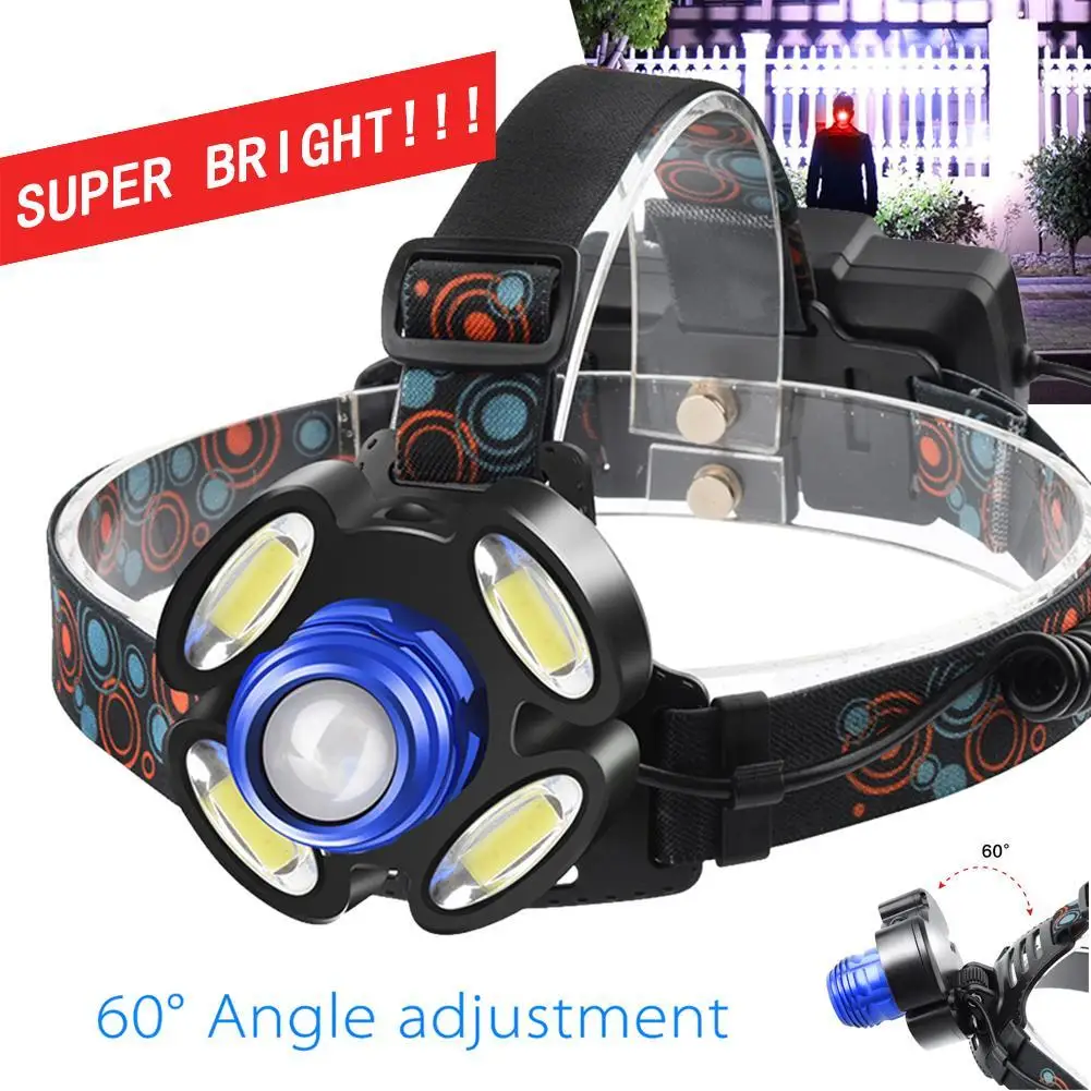 LED Headlight Rechargeable Tactical Headlamp With Warning Red Light Outdoor Sports Head Torch Work | Лампы и освещение