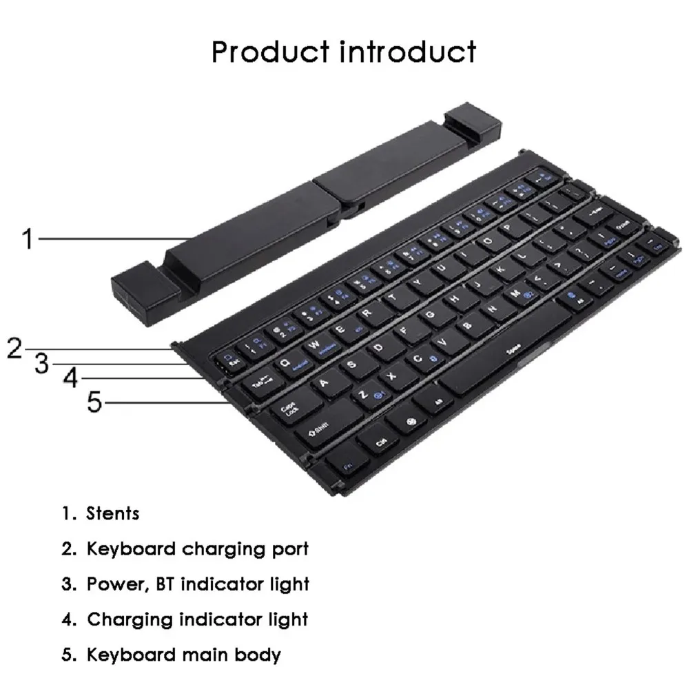 

Mini Wireless Folding Keyboard Dual Channel Portable Foldable Bluetooth Keyboard for IOS Android Windows Phone Tablet