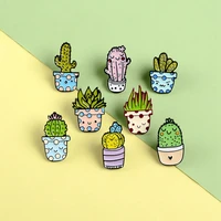 potted plant enamel pins jewelry catoon badge natural 8 styles custom brooches