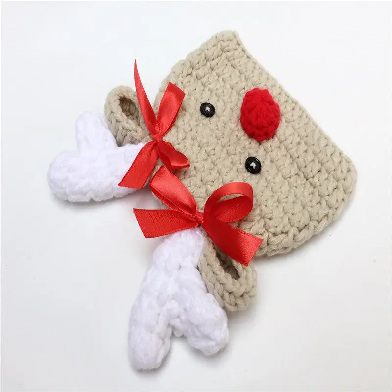 

Cute Newborn Infant Baby Knit Crochet Hat Christmas Deer Photo Prop Costume Cap