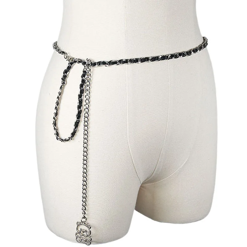 

Women hiphop punk metal waist chain female fashion Butterfly bear corset belt ladies dress shirt waistband clothes Accessories