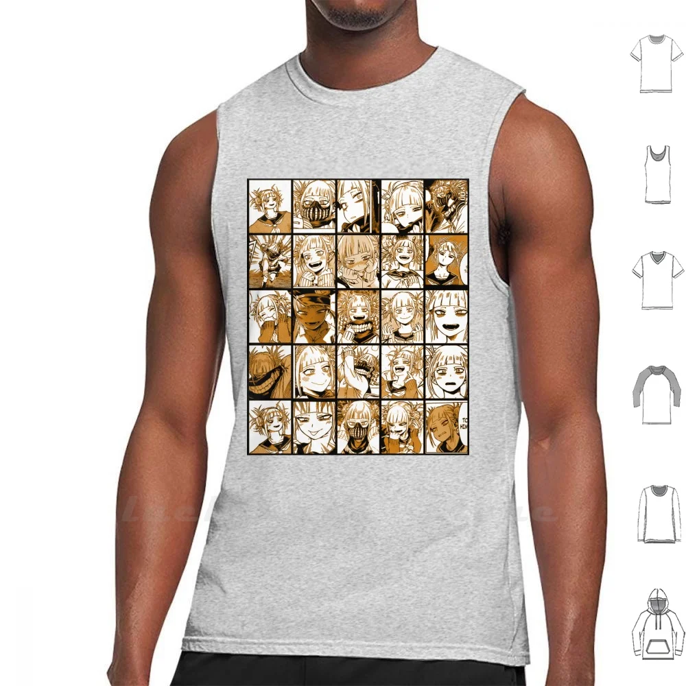 

Химико Тога коллаж майки Жилеты 100% хлопок коллаж боку без героев Академия Bnha злодей герой химико