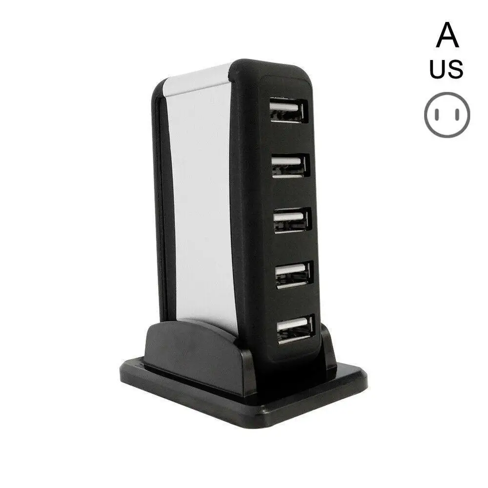 US Вертикальный 7-Порты и разъёмы USB 2,0 usb-хаб высокого Скорость один основание сиденья и семь Порты usb-хаб сплиттер с Питание черный - Цвет: US