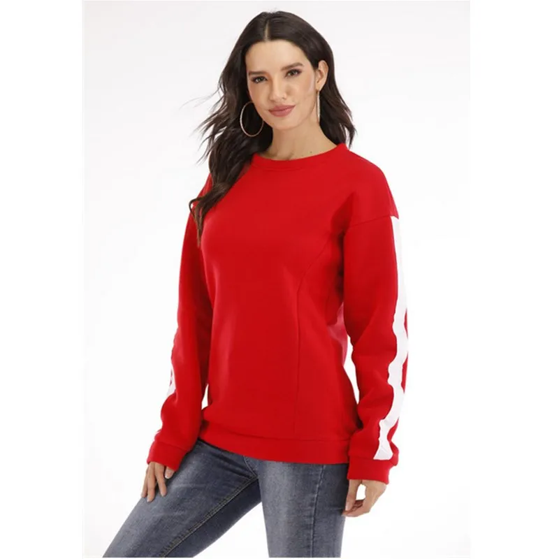 Женский пуловер в полоску Свободный с длинным рукавом и круглым вырезом