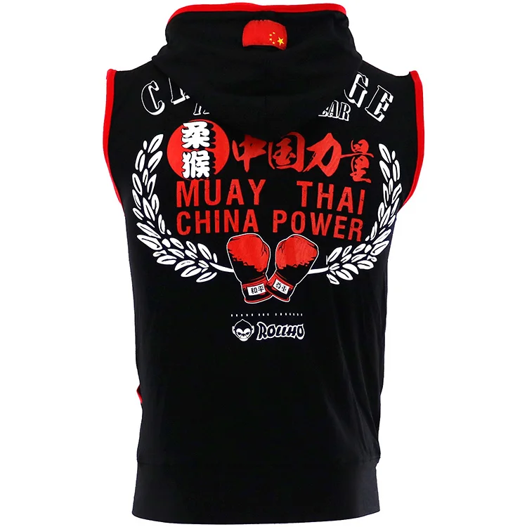 ROLLHO POWER без рукавов боксерский жилет с капюшоном майка Mma Muay Thai Mma Fight Wrestle фитнес мужской тайский боксер спортивная одежда S-4XL