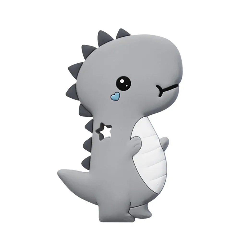 Mordedor seguro para beb&eacute; reci&eacute;n nacido, sin BPA, Animal encantador, dinosaurio, bricolaje, mordedor de silicona, juguetes de dentici&oacute;n para ni&ntilde;os-0