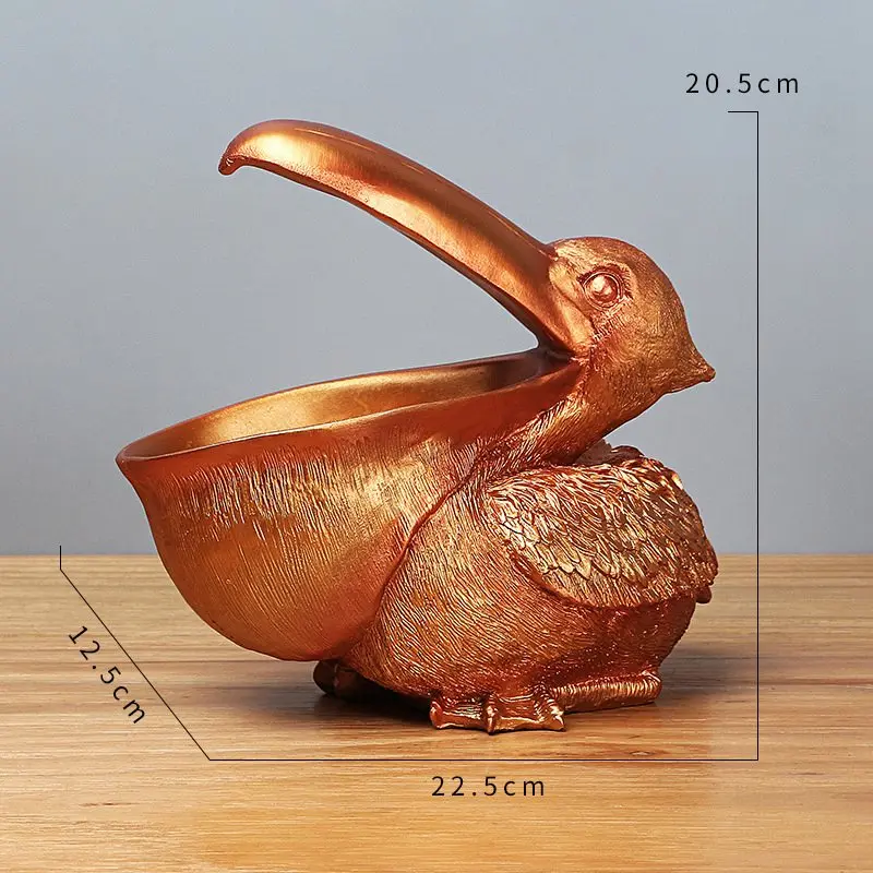 

22cm Resin Pelican Figurines Key Holder Entrance Feng Shui Home Accessories Storage Animal Ornament New Year Gift Craft