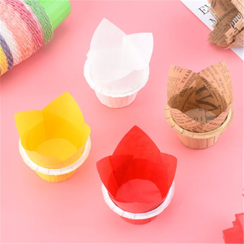 Форма для обертывания кексов с оранжевым тюльпаном подкладка выпечки бумажный