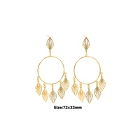 ladies gold hoop earrings leaf high quality gift tassel earrings party gold filled fashion jewelry new products