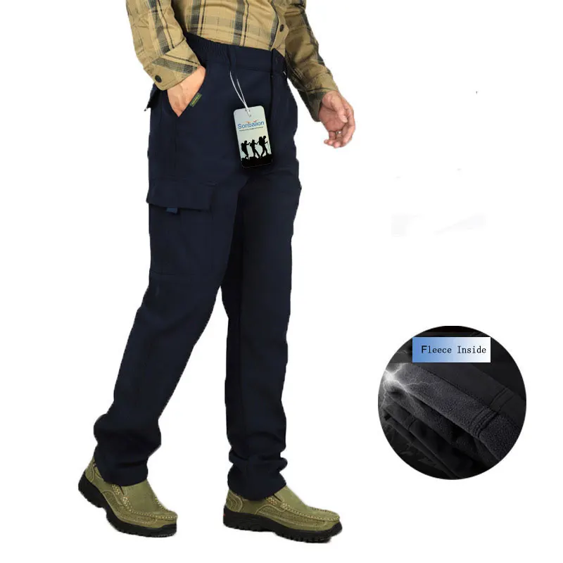 Зимние флисовые брюки для мужчин термоводонепроницаемые ветрозащитные кемпинга