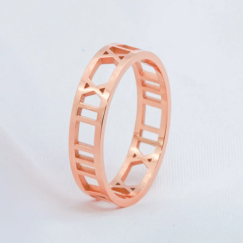 Custom Name Rings Stainless Steel Personalized Fashion Roman Numerals Rings For Women Girl With  Party Gifts