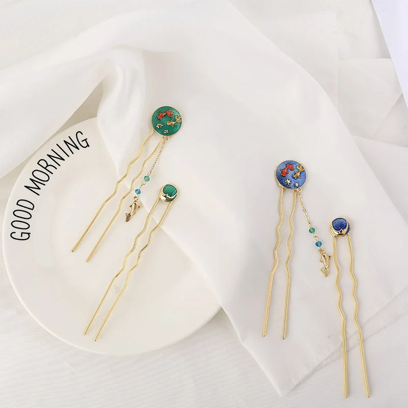 New Hot Fashion Ocean Wind Pendant Japan Personality Japan And Korea Style Exquisite U-type Hairwear Hairpin For Women Jewelry