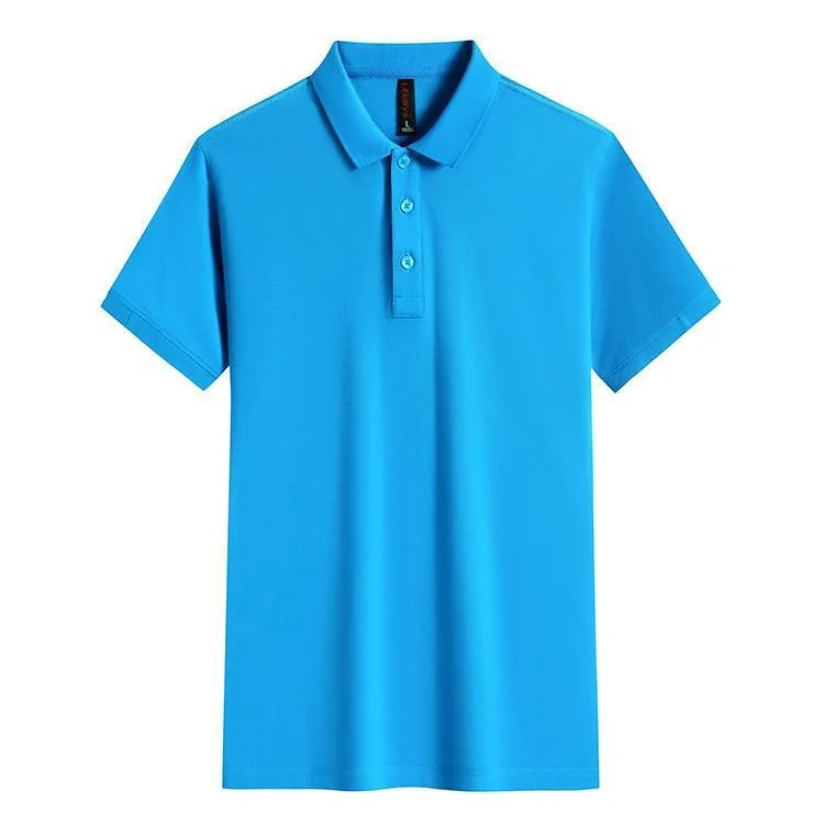 Мужская хлопковая рубашка поло с коротким рукавом отложным воротником и