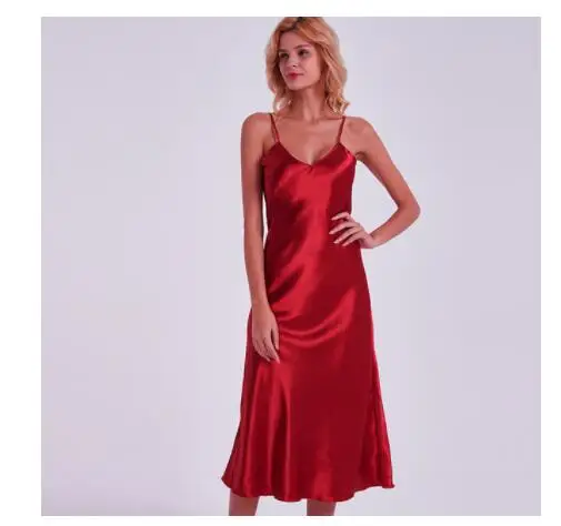 Пикантная женская ночная рубашка длинное ночное платье из искусственного шелка
