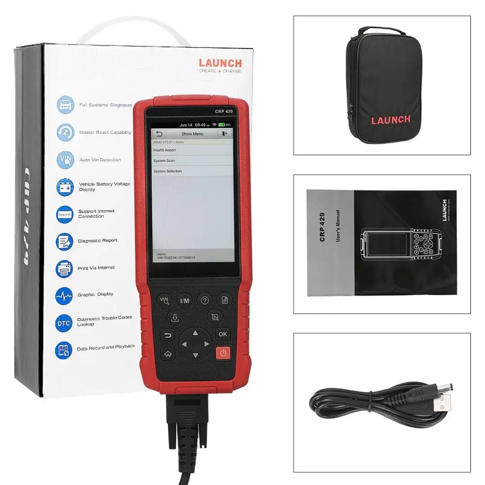 crp429 LAUNCH X431 CRP429 OBD2 сканер OBD OBDII EOBD диагностический инструмент все системы авто код читателя ключ инжектор кодирования DPF PK CRP429C - Цвет: crp429