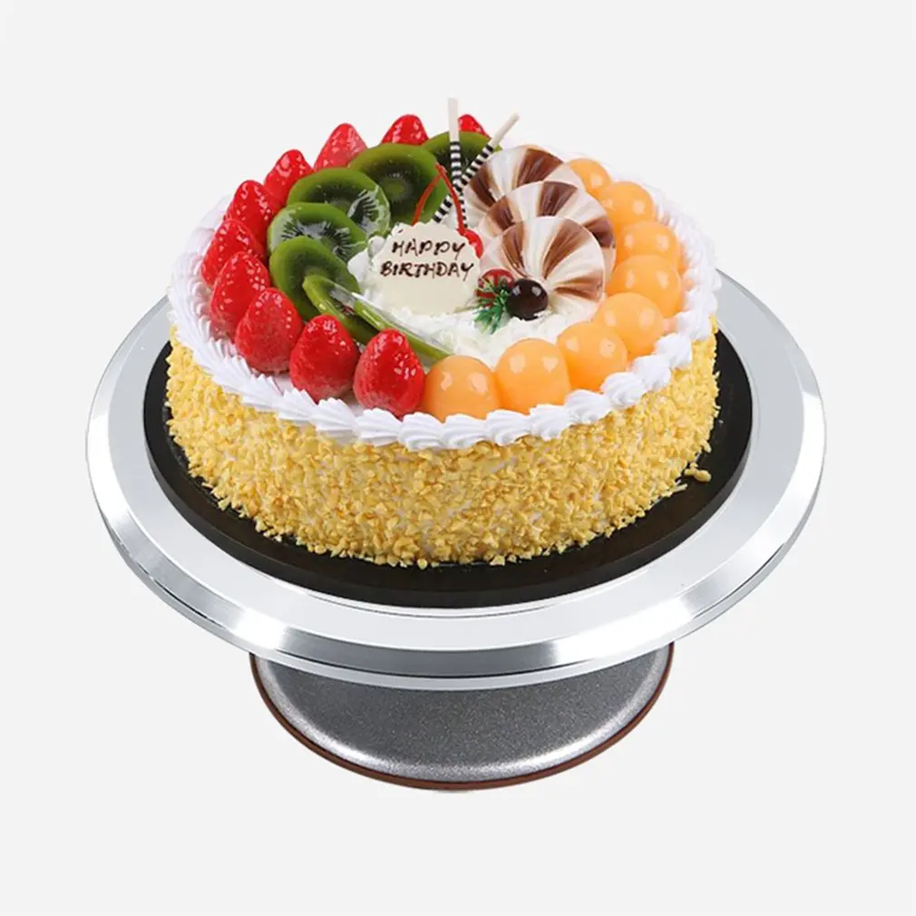 Round Rotating Cake Platform Stainless Steel Swivel Plate With Silicone Base Durable Revolving Decoration Stand | Дом и сад