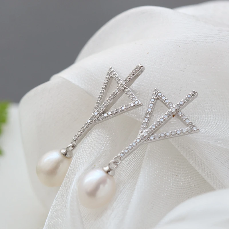 

Инкрустированные Стразы 925 стерлингового серебра Earstuds модные натуральный пресноводный жемчуг женские Серьги Свадебная вечеринка, хорошее ...