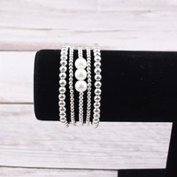 zwpon fashion 5pcs set ccb beads pearl bracelets bangles plastic beads pearl adjustable elastic bracelets for female jewelry