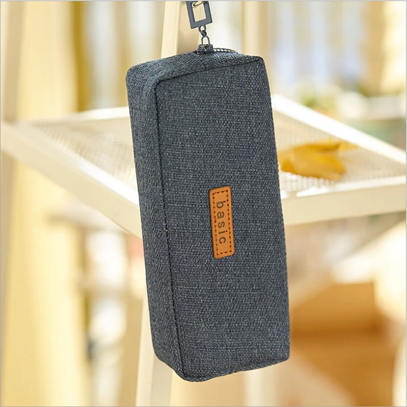 Креативный простой квадратный пенал для карандашей сплошной цвет хлопок и лен