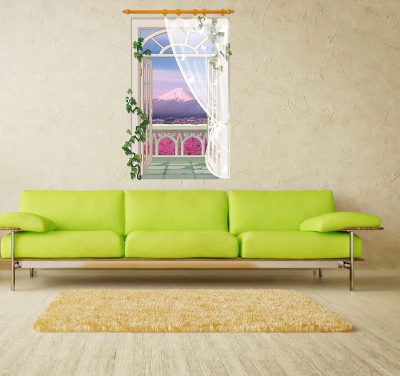 Съемная настенная 3D Наклейка на окно Лаванда креативная Спальня гостиная ПВХ