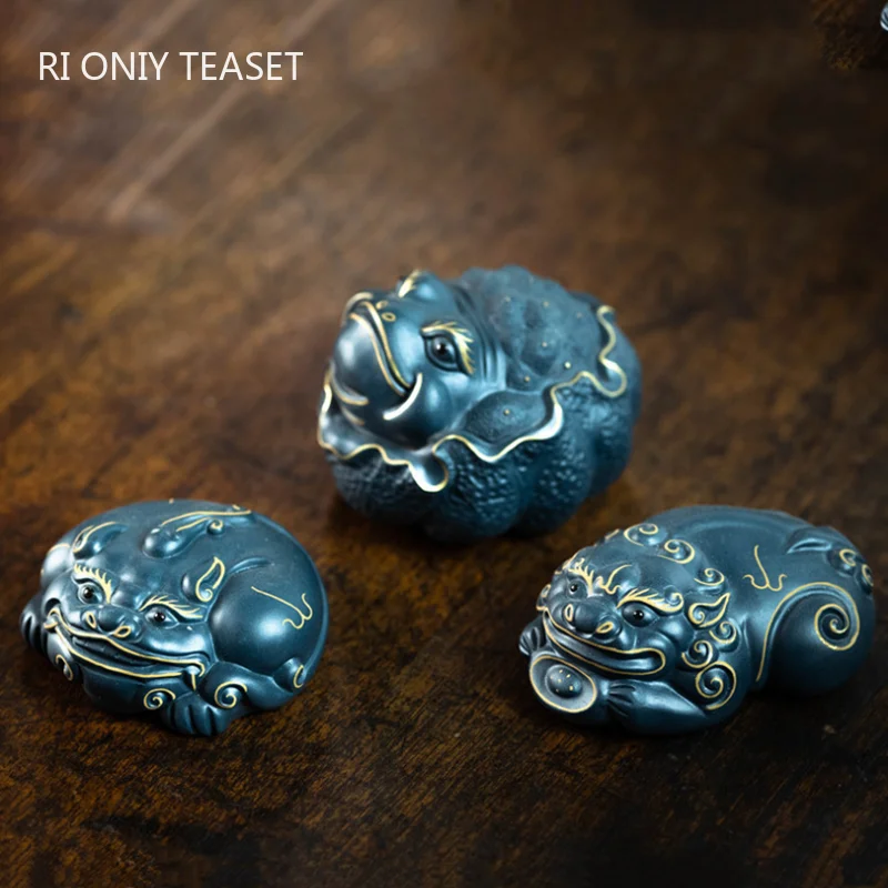 

Chinese Yixing Purple Clay Tea Pet Lucky Fortune Animal Tea Figurine Ornaments Handmade Sculpture Crafts Home Tea Set Decoration