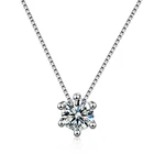 Ожерелье из стерлингового серебра 925 пробы с кубическим цирконием с шестью когтями, цепочка длиной до ключиц, женское ювелирное изделие, рождественский подарок, S-N46