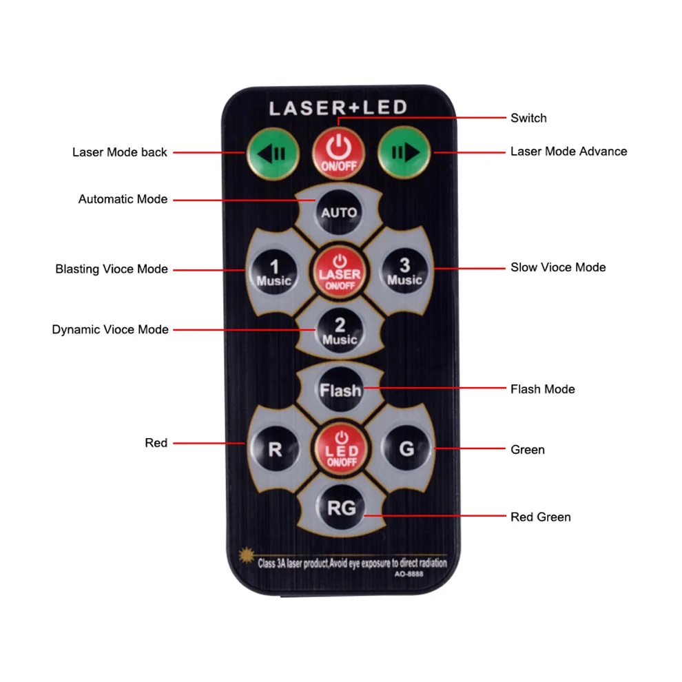 Пульт дистанционного управления RGB 5 отверстий 48 шаблонов лазерный проектор