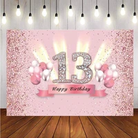 sweet 13th backdrop pink balloon rose gold glitter lady happy birthday party photography background photo studio banner