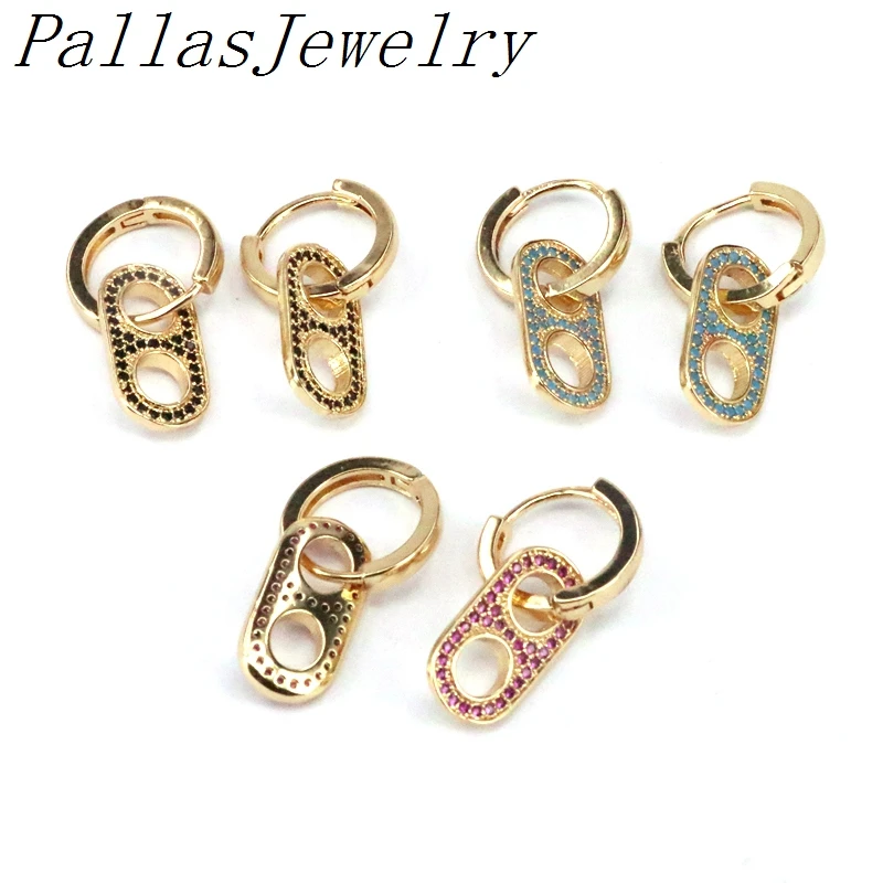 

5Pairs Gold Filled Pig Nose Earrings For Women CZ Crystal Drop Earrings Cubic Zirconia Huggie Multicolour Jewelry