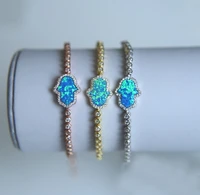 2017 fine 100 925 sterling silver jewelry 3 colors blue fire opal fatimas hamsa hand 2 5mm cz tennis chain 925 bangle bracelets
