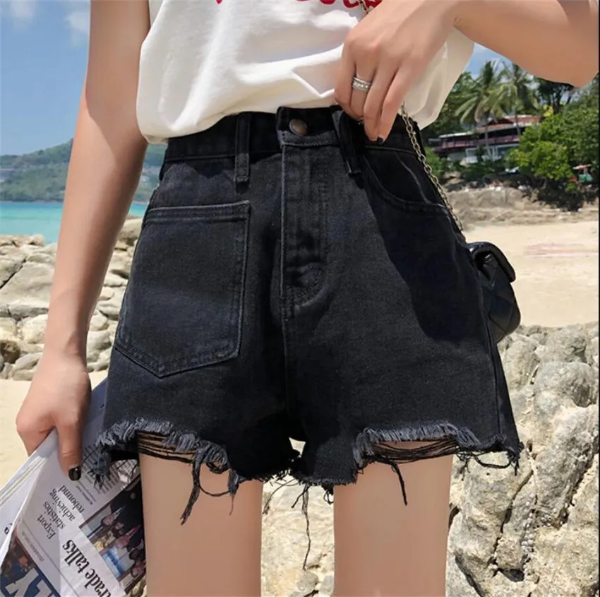 

Sexy Irregular Denim Shorts Women Summer Casual High Waist Ripped Jeans Short Mini Shorts Mujer