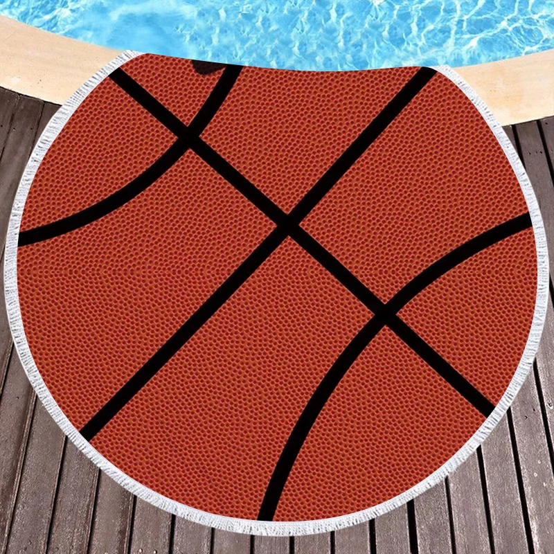Круглые большие банные полотенца для путешествий с принтом баскетбольного