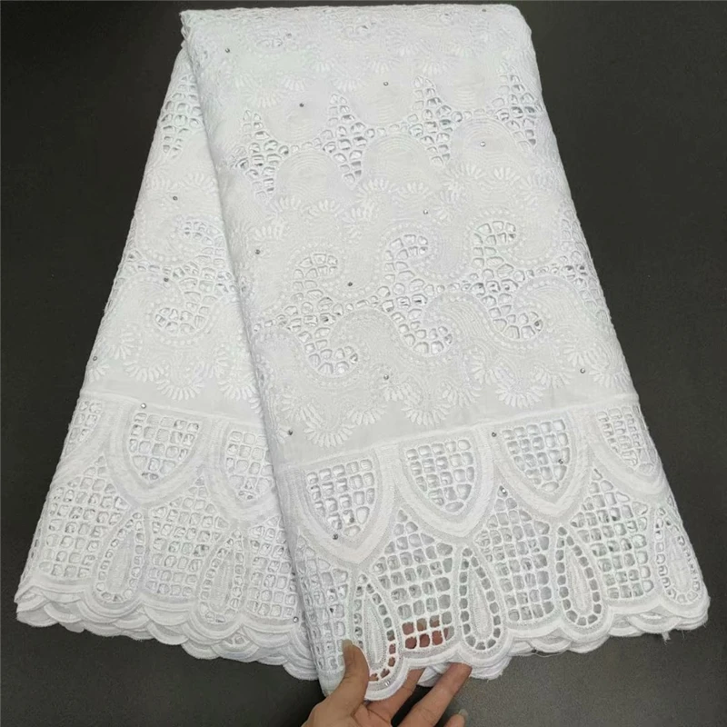 

High Quality White Lace Farbic High Quality Cotton Swiss Voile Lace fabric For Wedding Party Dress 5 Yards