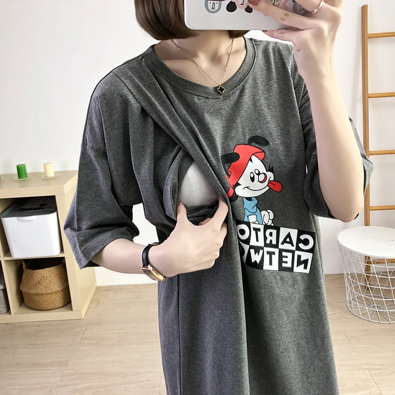 Длинная Стильная Футболка для беременных женщин модная одежда мам послеродового