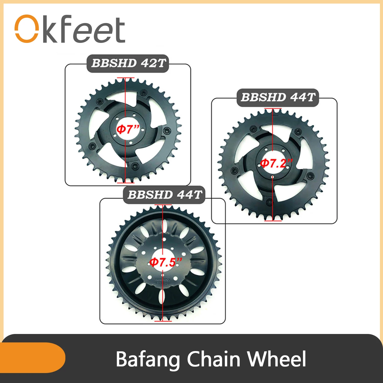 

Okfeet Bafang BBSHD BBS03 Запчасти для электровелосипеда среднего двигателя 42T 44T 46T цепное колесо для 8fun центрального среднего приводного мотора компл...