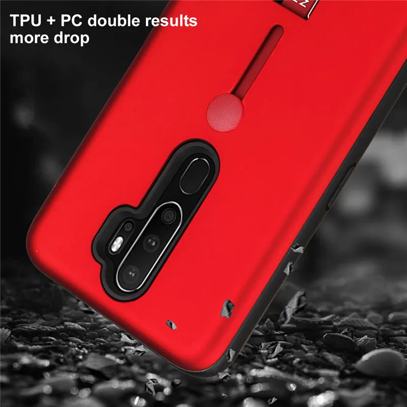 

For OPPO A5 A9 2020 Case Shockproof Armor Finger Ring PC+TPU Protective Back Cover For OPPO A11K Stand Holder Phone Cases