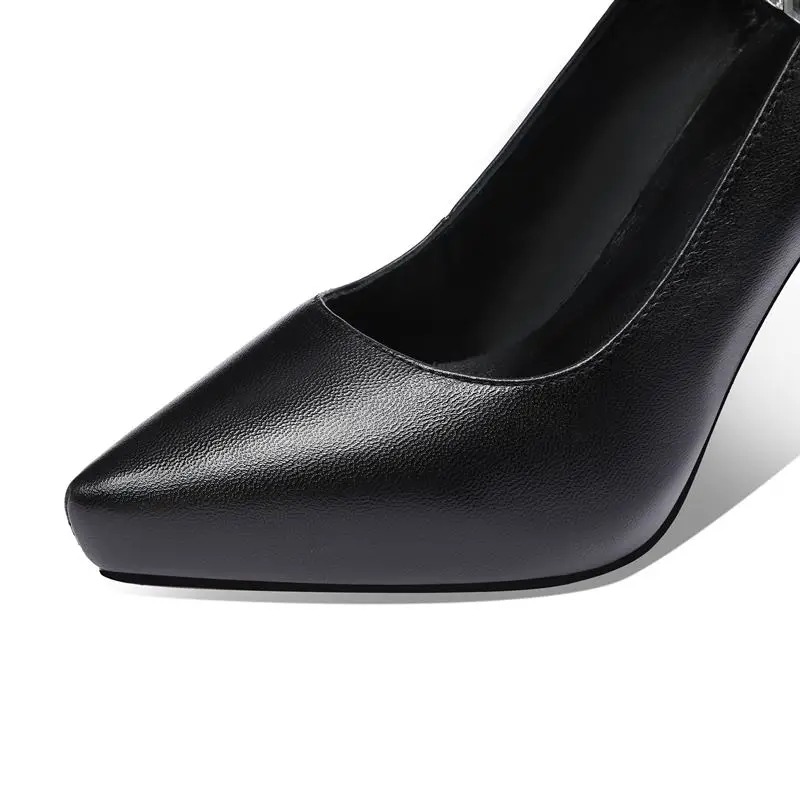 

ALLBITEFO rhinestone soft genuine leather women heels shoes fashion leisure high heels high heel shoes women pumps