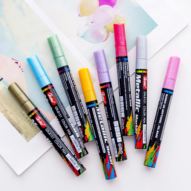 1Pcs Water-based Paint Metal Marker Pens Sharpie 3.0mm Gold Silver Ceramic Rock Glass Porcelain Mug Wood Fabric Canvas Painting