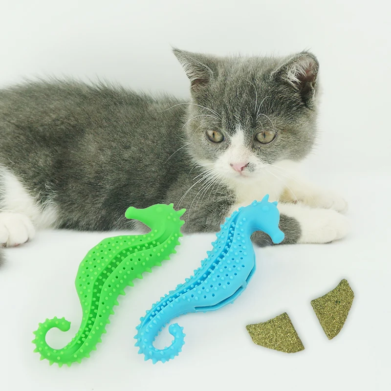 

Catnip Cat Toys Teeth Cleaning Molar Toy for Cat Kitten Toothbrush Silicone Bite Chew Stick Dental Care Tool Massage Hippocampus