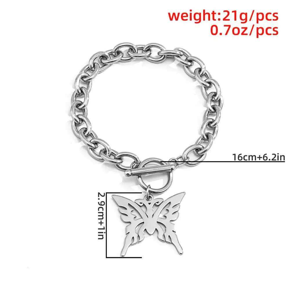 

Butterfly Initial Ankle Bracelet for Women Stainless Steel Bracelet Link Chains with Toggle Clasp Anklet Jewelry Christmas Gift
