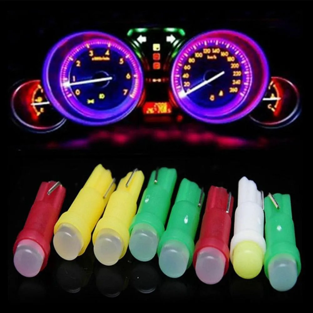 

10Picecs White T5 led Bulb COB W1.2W Lamp Car Interior Dashboard Gauge Instrument 12V