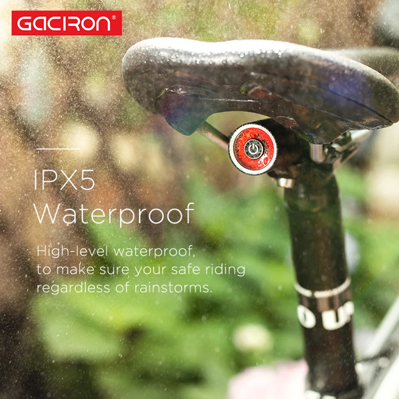 GACIRON USB Charging Bike Tail Light lantern Smart Brake Sensor Taillight MTB Road Cycle Rear Led Waterproof Bycicle Back Lights