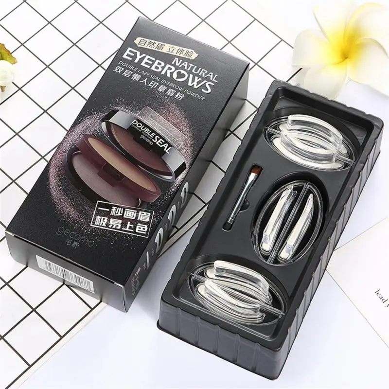 One Step Eyebrow Stamp Shaping Kit Double Or Single Layer Lazy Seal Eye Brow Powder Waterproof Sweat-proof Lasting Make Up | Красота и